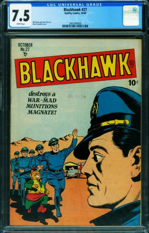 Blackhawk #27 CGC 7.5 1948- Death-Demons- Golden Age 2001004003