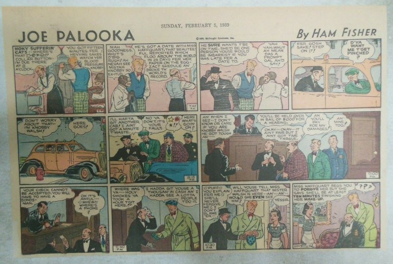 (53) Joe Palooka Sunday Pages by Ham Fisher from 1939 Size: 11 x 15 inches C. Y. 