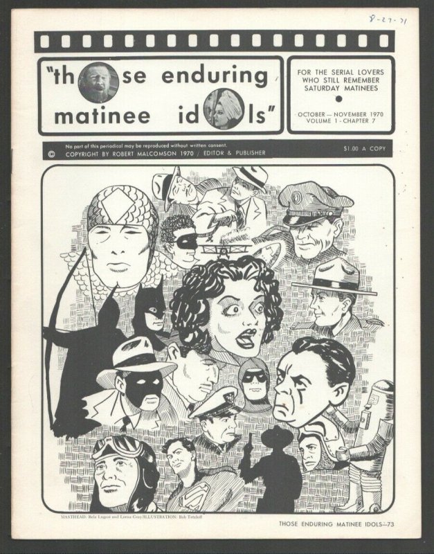 Those Enduring Matinee Idols #7 10/1970-Movie serial fanzine-Film images & ar...