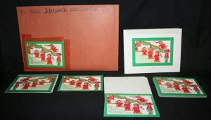 Original Christmas Greeting Card Art LOT - Have A Bearry Merry Christmas