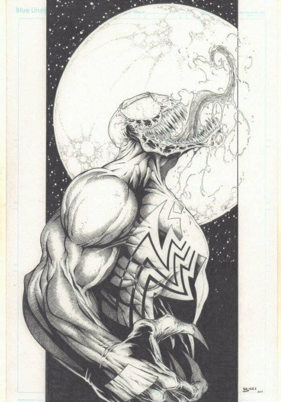 Venom in the Moonlight Dark Pencil Commission - 2015 Signed art by Jamie Biggs  