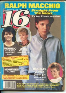 16 Magazine 11/1986-Michael J Fox-Ralph Macchio-Menudo-star pix & info-VG