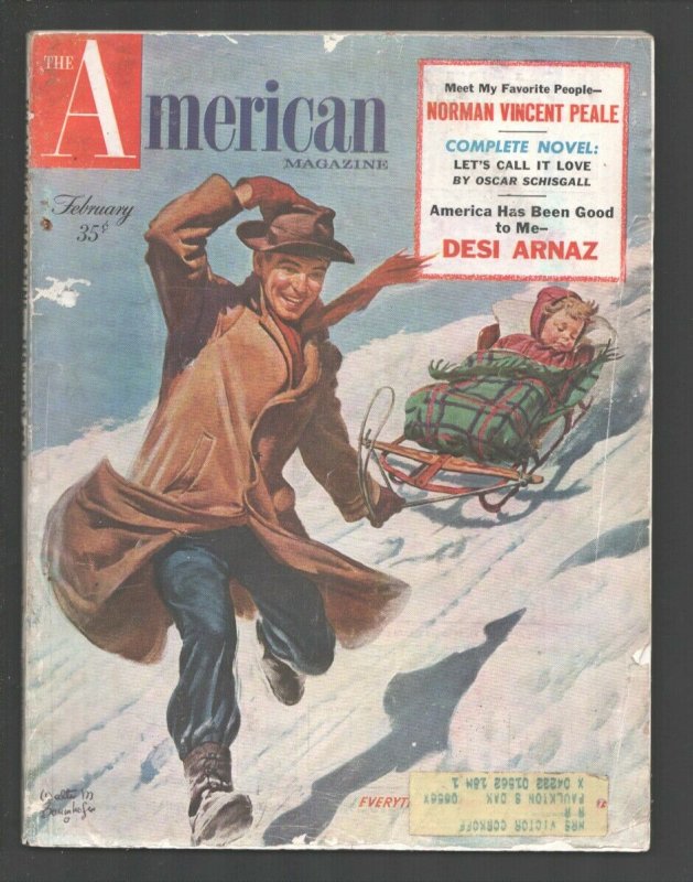 American Magazine 2/1955-Walter M Baumhofer cover-Wyatt Blassingame pulp fict...