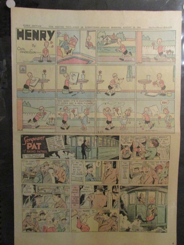 1943 Aug 29 SUNDAY COMIC PAGE 15x21 FN 6.0 Popeye / Henry / Sergeant Pat
