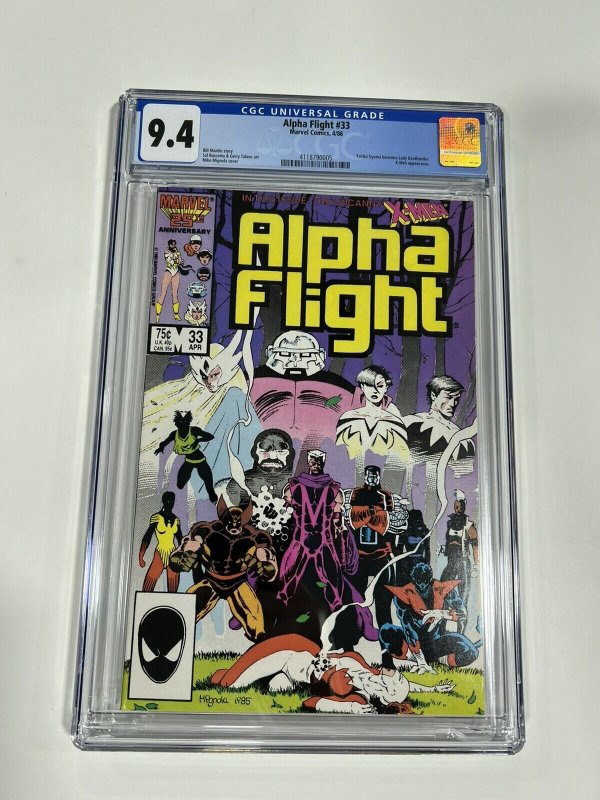 ALPHA FLIGHT 33 CGC 9.4 WHITE PAGES MARVEL 1986