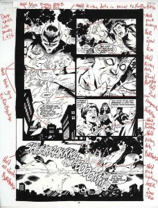 JLA 30 PAGE 7 COLOR GUIDE WONDER WOMAN WILDCAT ORIGINAL WATERCOLOR PAINT ART BIN