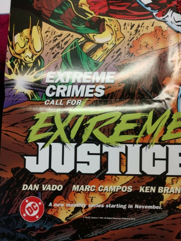 1994 DC Comics EXTREME JUSTICE Folded Promo Poster NEW/UNUSED 22 X 34 HTF!!