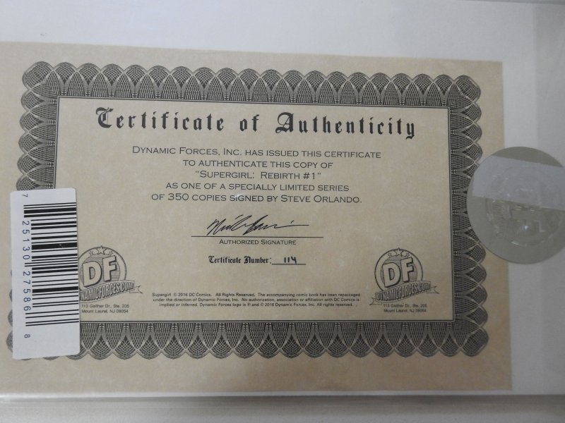 Supergirl: Rebirth (2016) Signed by Steve Orlando W/ COA