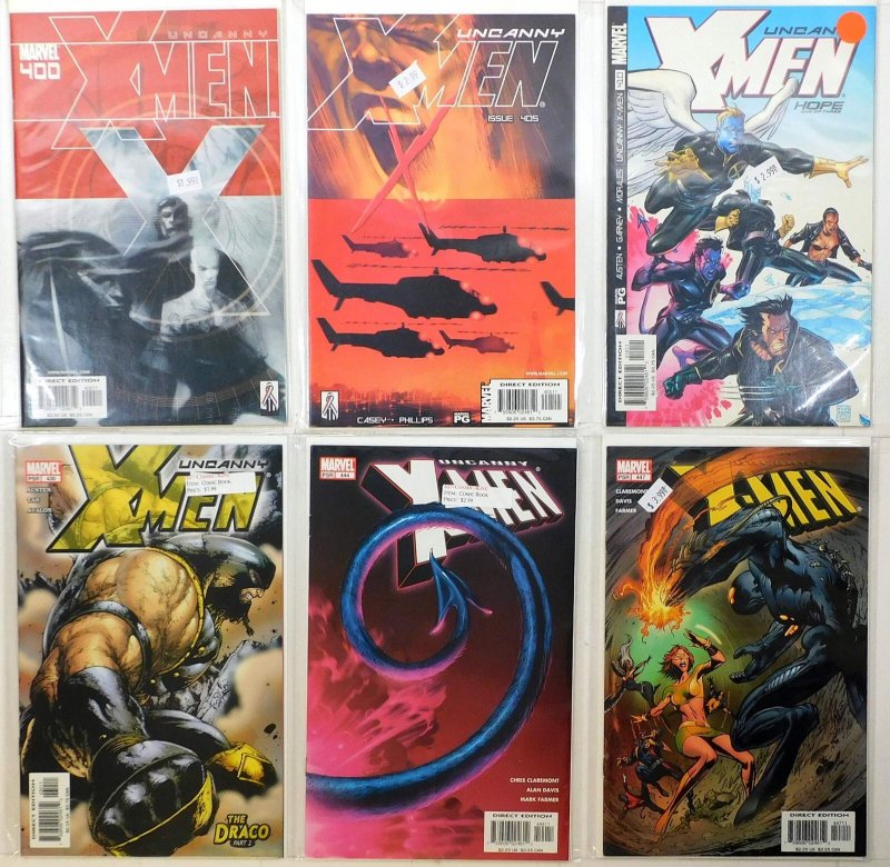 Uncanny X-Men Lot 6 #400, 405, 410, 430, 444, 447 2001 Marvel 1st Print Comics