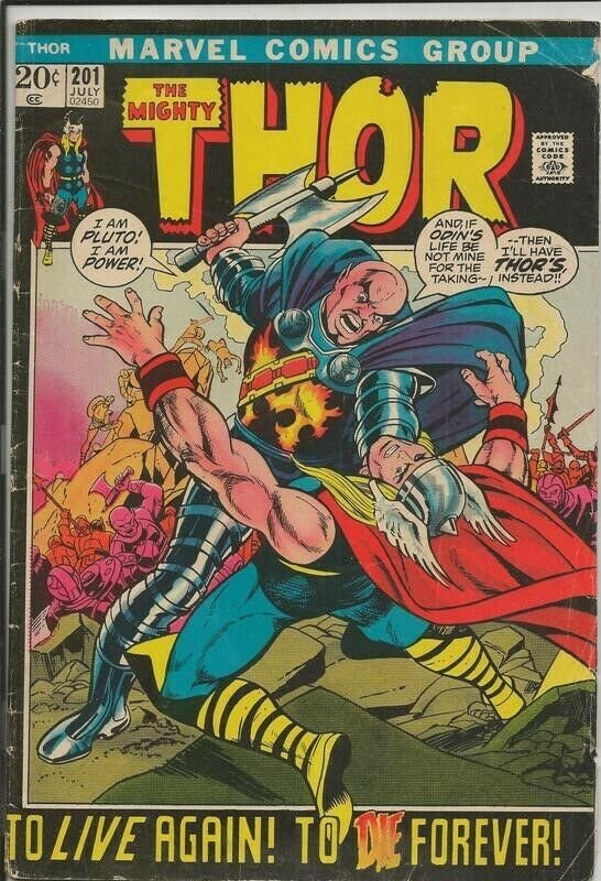 Thor #201 ORIGINAL Vintage 1972 Marvel Comics 1st Blackworld Origin Ego Prime 