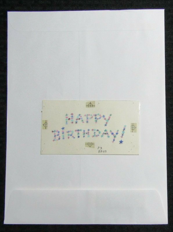 HAPPY BIRTHDAY Colorful Lettering with Stars 5.5x3 Greeting Card Art #B8843