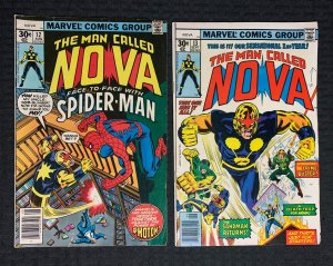 1977 MAN CALLED NOVA #12 & 13 VG/VG+ Sal Buscema / Spider-Man & Sandman LOT of 2