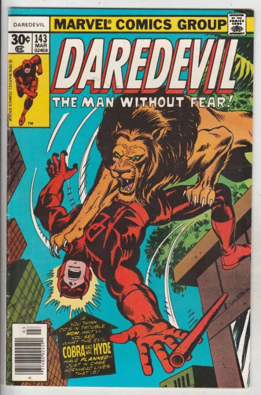 Daredevil #143 (Jan-77) VF High-Grade Daredevil, Black Widow