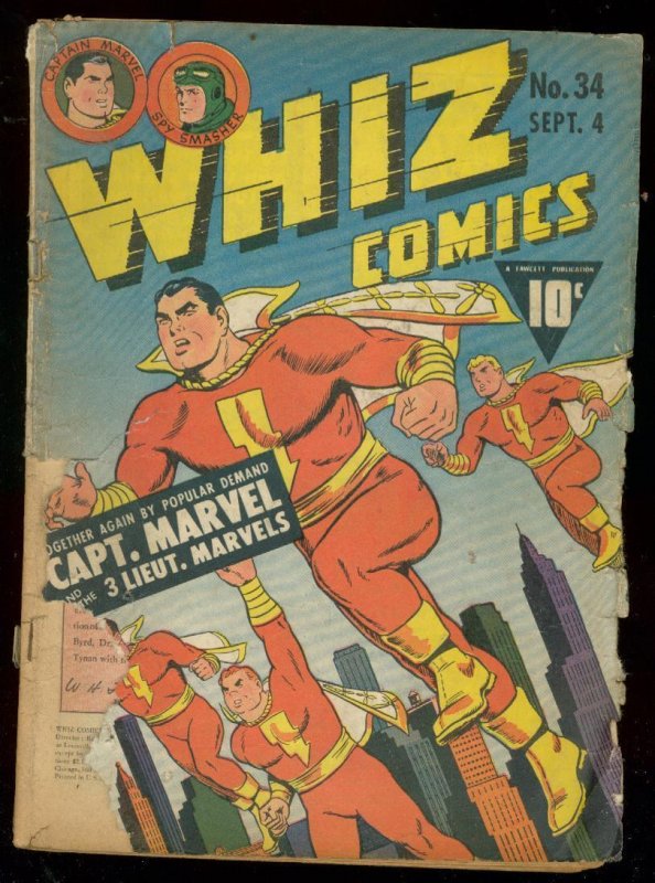 Whiz Comics #34 1942-CAPTAIN MARVEL-Spy Smasher G