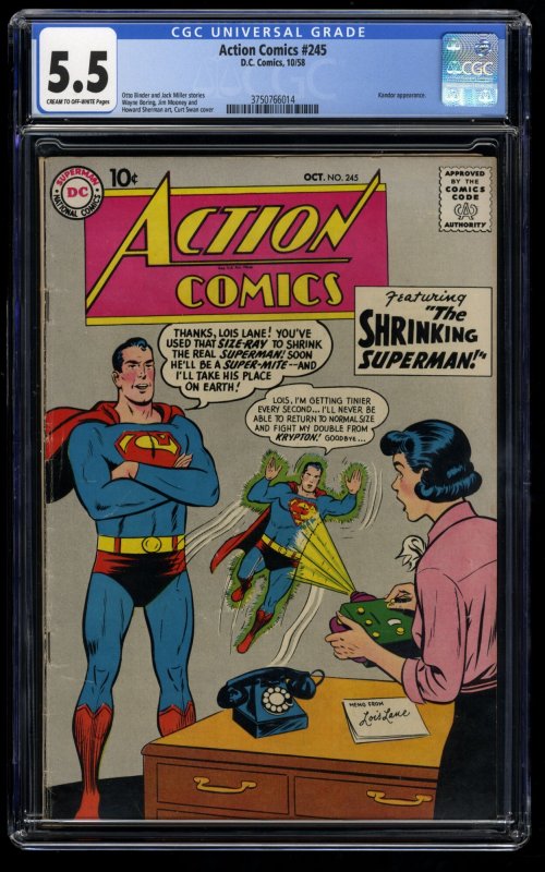 Action Comics #245 CGC FN- 5.5 Cream To Off White DC Comics DC Superman