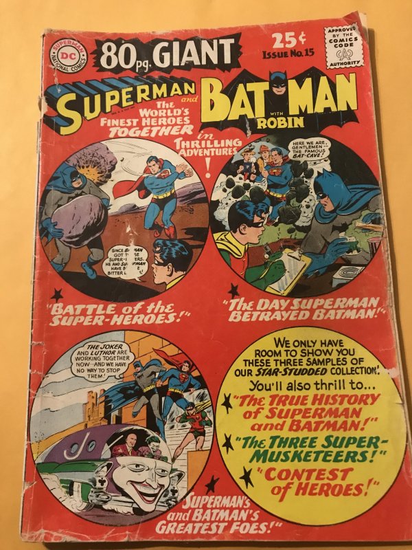 80 Page Giant #15 SUPERMAN & BATMAN : DC 1965 Gd-; classic