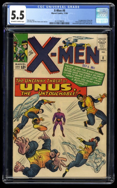 X-Men #8 CGC FN- 5.5 Off White to White 1st Appearance Unus the Untouchable!