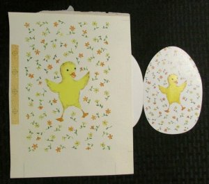 HAPPY EASTER Happy Chick w/ Flowers 8.5x11.5 Greeting Card Art #2470 w 1 Card