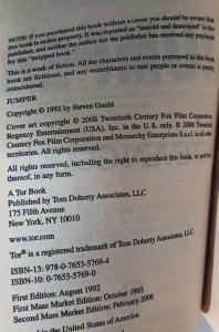 JUMPER (2008) STEVEN GOULD | 2ND MASS MRKT ED. | PAPERBACK