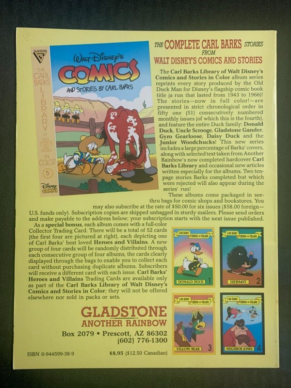 WALT DISNEY'S COMICS AND STORIES Gladstone #4 Carl Barks Library VF 8.0