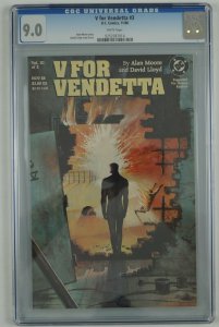 V For Vendetta #3 CGC 9.0 alan moore - david lloyd - dc comics 1988 white pages 
