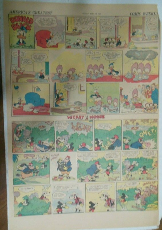 Mickey Mouse & Donald Duck Sunday Page by Walt Disney 4/28/1940 Full Page Size  