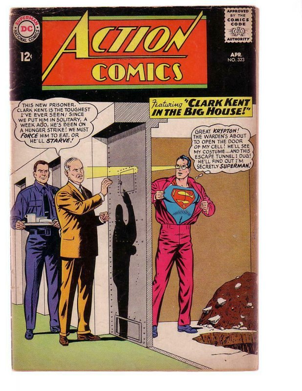 ACTION COMICS #323 1965-SUPERMAN-PRISON COVER DC SUPERG VG