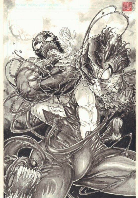 Venom with Spider-Man's Decapitated Head Crazy Wash Commission - by Danny Kuang