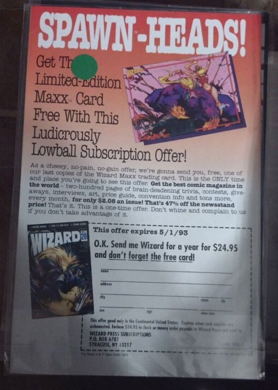 SPAWN  # 8 IMAGE 1993    TODD MCFARLANE  B+W  FRANK MILLER SPAWN POSTER