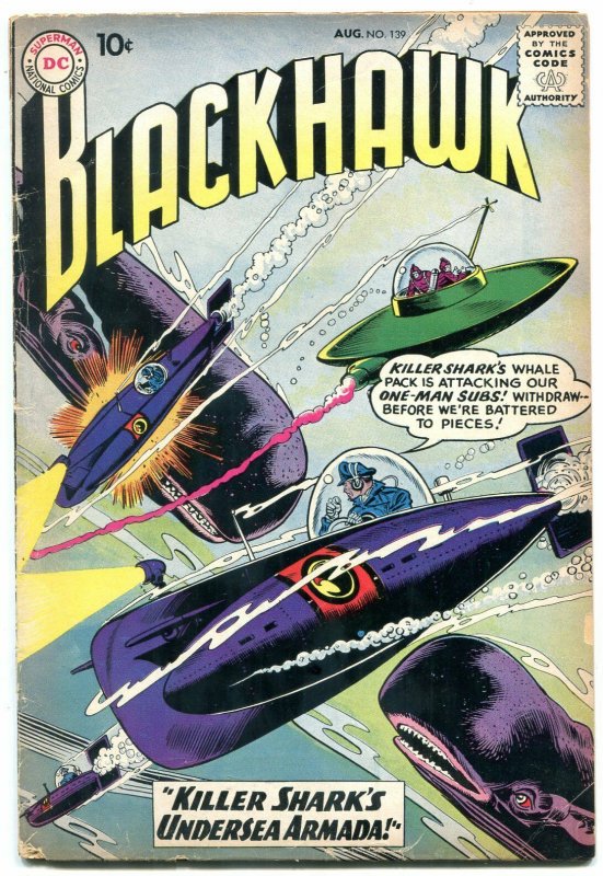Blackhawk #139 1959- Killer Shark's Armada- DC Silver Age VG