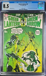 GREEN LANTERN #76 (1970) CGC 8.5 OWW CLASSIC NEAL ADAMS COVER STARTS BRONZE AGE|