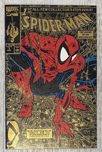 Spider-Man #1 - McFarlane - Direct -  Gold Variant 2nd Printing - VF -1990 KEY