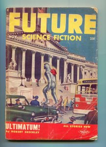 FUTURE SCIENCE FICTION-11/1953-ROBOT MENACE-1953 FORD-PULP-vg 