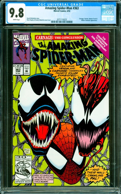 Amazing Spider-Man #363 CGC Graded 9.8 Carnage, Human Torch & Mister Fantasti...