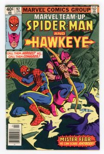 Marvel Team-Up #92 Spider-Man Hawkeye 1st Mister Fear VF+