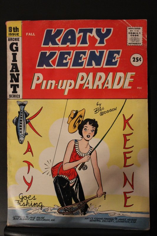 Katy Keene Pinup Parade #8 (1959) Mid-Grade VG/FN fishing cover! Giant-Size Wow!