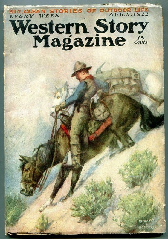 Western Story Magazine Pulp August 5 1922- Hastings cover VG