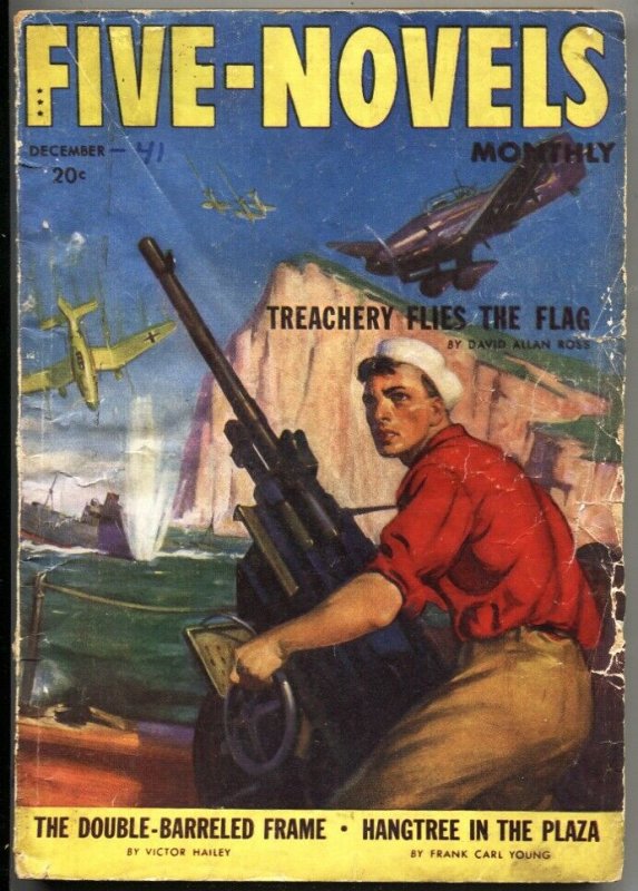 FIVE NOVELS MONTHLY-DEC 1941---ADVENTURE-PULP-AIR WAR COVER--WW II