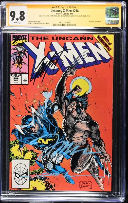 Uncanny X-Men (1990) #258 (CGC 9.8 SS) Signed Jim Lee Scott Williams Claremont