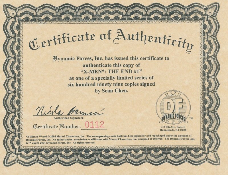 X-MEN THE END #1 SIGNED BY SEAN CHEN MARVEL COMICS 2004 EB204