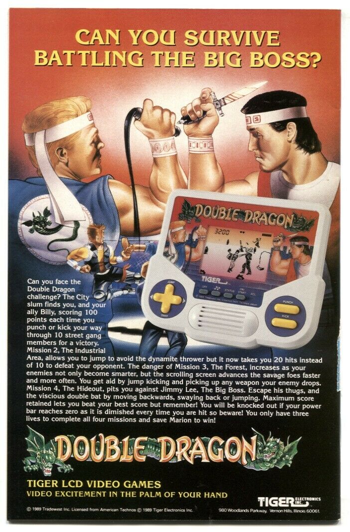 Tiger's LCD Handheld DOUBLE DRAGON Game (1988)