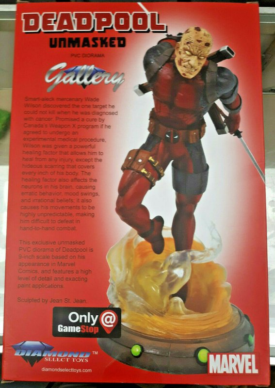 Deadpool Unmasked 9 PVC Marvel Gallery Statue - Game Stop - 2020 - NEW