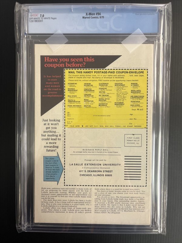 X-MEN #94 CGC 7.0 1975 MARVEL 2ND APP NIGHTCRAWLER STORM COLOSSUS 3RD WOLVERINE