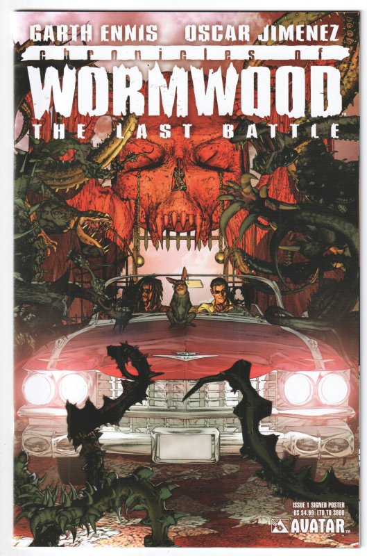 Chronicles of Wormwood: The Last Battle #1 Poster Cover (2009) Signed by Ennis