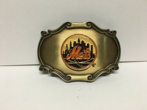 Lot of 2 NY METS Belt Buckles Both Approx. 3.5 wide x 2.5 tall. Ltd. Edition