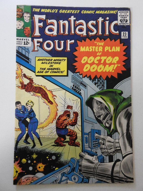 Fantastic Four #23 (1964) VG  tape on top and bottom of spine, 1/2 in tear fc