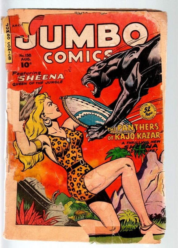 Jumbo Comics #138 1950- SHEENA- Fiction House low grade P/FR