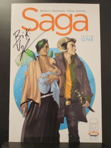 Saga #1 - Signed Brian K. Vaughan / 1st Print / Encased (9.2ob) 2012