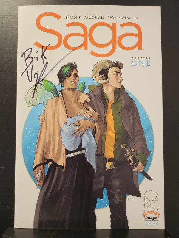 Saga #1 - Signed Brian K. Vaughan / 1st Print / Encased (9.2ob) 2012