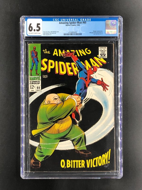 The Amazing Spider-Man #60 (1968) CGC 6.5 OW-W Pages Kingpin Appearance